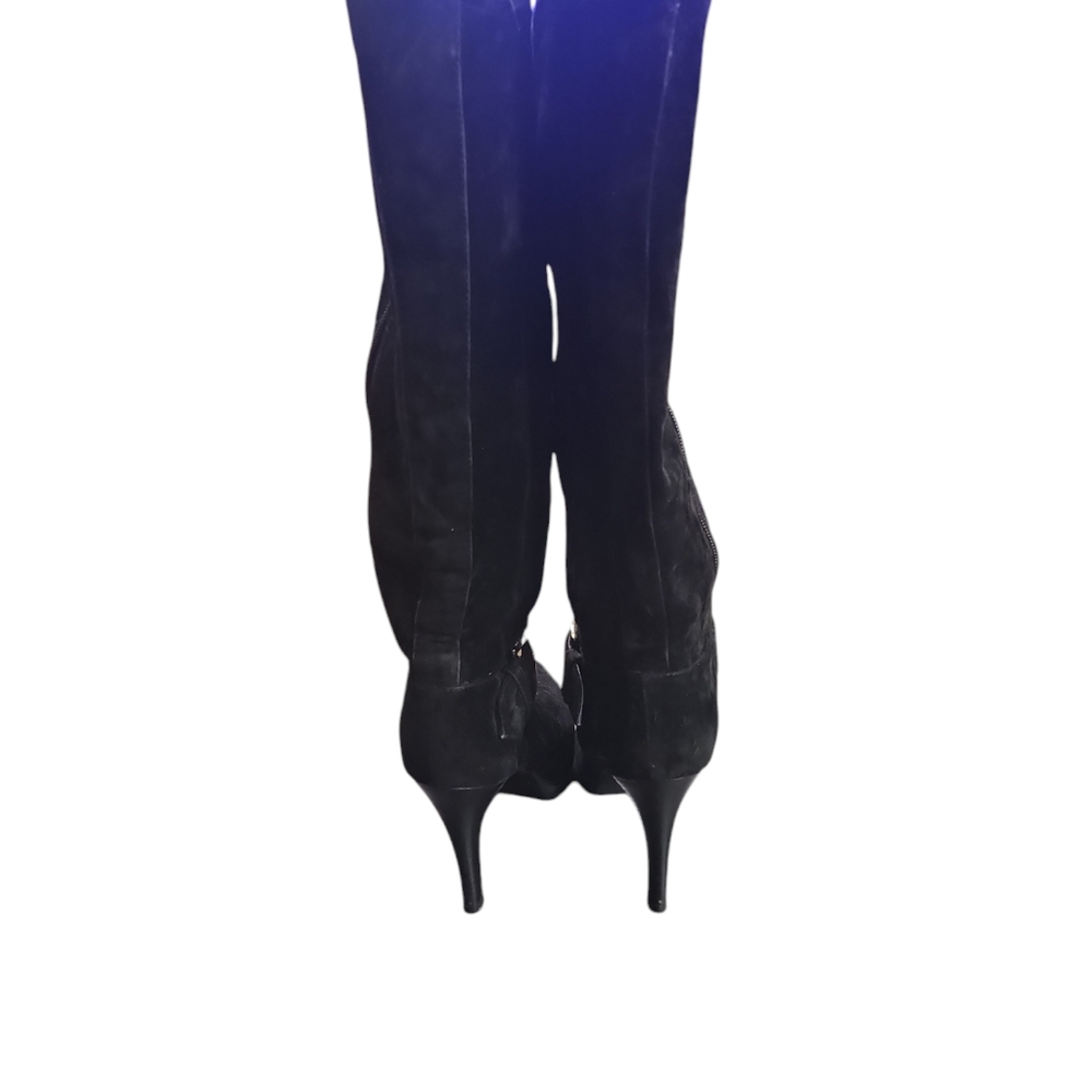 Calf boots with heels,zip sides, buckle decor 81/2 Medium velour - Picture 3 of 12